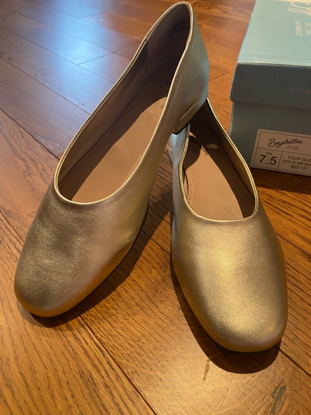 Seychelles Metallic Gold Rounded Toe Low Heel Flats